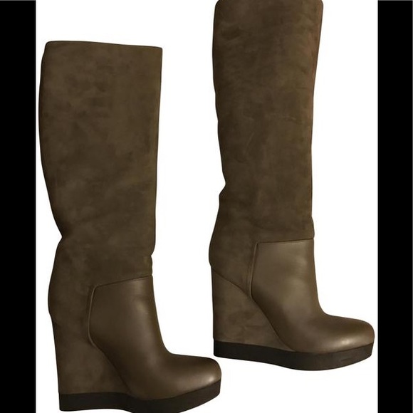 Vince Vivian Leather & Nubuck Wedge Knee Boot - Picture 1 of 12